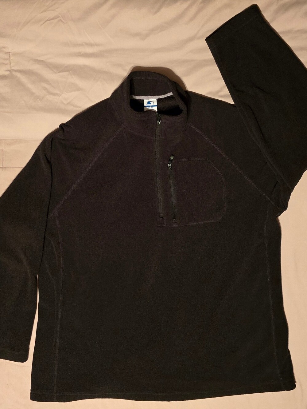 Vintage Starter black quarter zip fleece chest pocket Y2K Gorpcore Mens XL 46-48